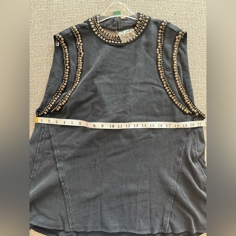 Free People Studded Muscle Tank – Washed Black – Size Medium - Picture 12 of 16